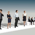 Group of Business People Standing and Sitting in Formal Attire Professional Setting