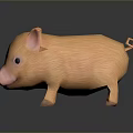 Cute Orange Piglet 3D Character Model With Pink Nose Ears And Black Eyes