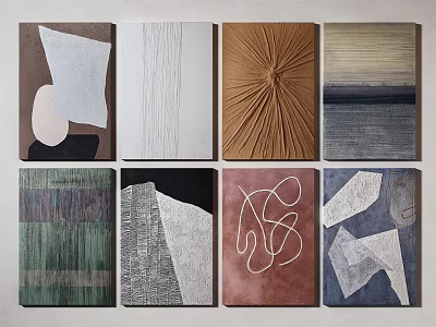 Abstract Wall Art With Geometric Shapes Textured Patterns And Neutral Tones 3d model