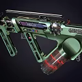 Futuristic Green And Black HELIX Weapon With Scope Magazine And Display Screen