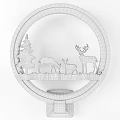 Decorative Wall Lamp with Silhouette Design Featuring Pine Tree and Deer Family