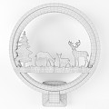 Wall lamp forest deer LED decoration 3d model