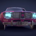 Vintage Pink Sedan Car With Worn Exterior And Classic Design
