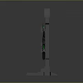 Two Guns Mounted on Black Grid Design Weapon Rack With Blue Glowing Panels