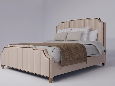 Jane European style double bed pillow sheets 3d model