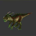 Spiked Horned Purple Brown Dinosaur 3D Model With Sharp Teeth Roaring On Dark Background
