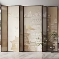 New Chinese-style screen partition 3d model