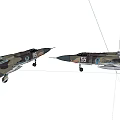 Military Fighter Jets With Camouflage Paint Number 55 And Extended Landing Gear