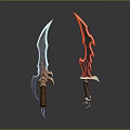 Stylish Weapon Knives With Blue and Red Blades And Ornate Decorative Handles