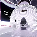 Futuristic Illuminated Curved Structure With Central Tech Device And Modern Design