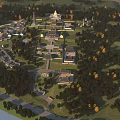 Ancient Architecture Complex Aerial View Featuring Classical Structures Surrounded By Lush Woods 3d model