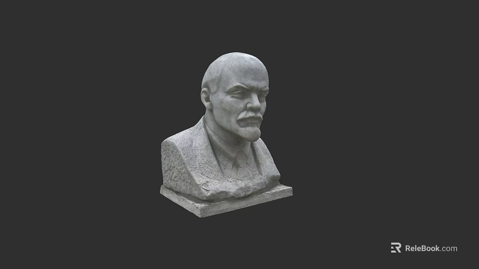 Man Bust Statue Carved In Gray Stone With Detailed Facial Features 3d model 