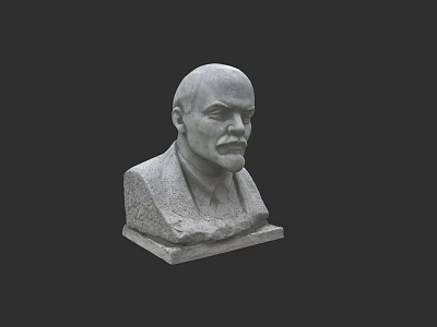 Man Bust Statue Carved In Gray Stone With Detailed Facial Features 3d model
