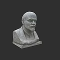Man Bust Statue Carved In Gray Stone With Detailed Facial Features
