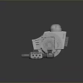 Sci Fi Mechanical Game Movie Character With Silver Body Yellow Glowing Panel And Side Arms