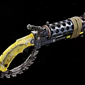 Serrated Front Mechanical Weapon With Black And Yellow Design And Cloth Wrap