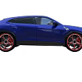 Sporty Blue SUV Car With Red Accent Wheels And Sleek Aerodynamic Exterior Design