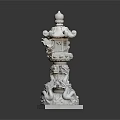Exquisite White Traditional Ornament Decoration Set Featuring Lantern Design And Dragon Carvings