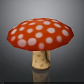 Decorative Red Mushroom Lamp With White Spots Yellow Stem And Brown Dots