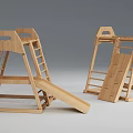Outdoor Wooden Kids Play Equipment with Slide Swing Ladder and Climbing Net