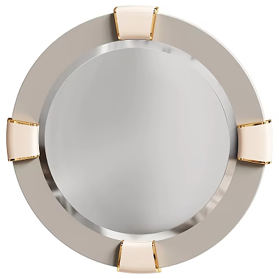 Modern Stylish Round Mirror With Decorative Frame And Gold Accents 3d model