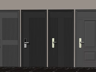 Modern swing door swing door security door entry door combination 3d model