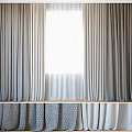 Elegant Curtain Design With Grey And Beige Layers And Decorative Bottom Patterns