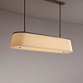 Modern Rectangular Ceiling Pendant Light With Beige Lampshade And Metal Rods 3d model
