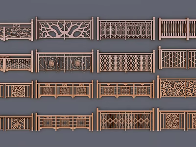 Various Decorative Fence Styles With Intricate Patterns And Ornate Metal Designs 3d model