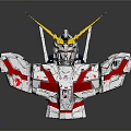 Gundam Mechanical Bust Figure Featuring White Red Armor Yellow Antennas And Green Eyes