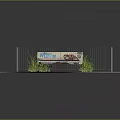 Outdoor Seating Area With Metal Fence Bench Green Plants And Coffee Sign