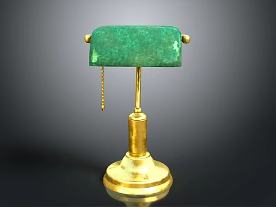 Decorative Green Stone Ornament With Golden Stand And Hanging Chain 3d model
