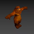 Cartoon Brown Bear Game and Movie Character 3D Model With Cheerful Expression Arms Outstretched