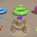 Fun Summer Beach Toys Including Inflatable Rings Beach Balls Sandcastle Bucket Shovel And Rake