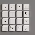 White Switch Panels With Various Styles Neatly Arranged On Gray Background 3d model