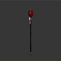 Long Metal Decorative Staff With Pink Curved Top And Red Spherical Ornament