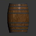 Wooden Storage Barrel With Metal Hoops As Practical Household Item For Daily Use