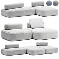 Modern Fabric Double Sofa With Modular Design And Comfortable Soft Cushions 3d model