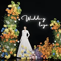 Wedding Commercial Equipment Floral Arch Setup With Logo Display And Decorative Flowers