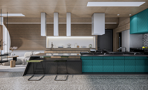 Open kitchen Modern kitchen 3d model