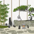 New Chinese style landscape sketch pine garden landscape 3d model