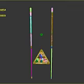 Two Billiard Cue Sticks With Triangle Rack And Colorful Balls Setup 3d model