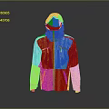 Video Game Film Character Wearing Blue And Yellow Hooded Jacket With Zipper Pockets