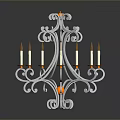 Candelabra Lighting Combination With Ornamental Metal Frame Shiny Reflective Base And Candle Shaped Lights