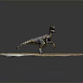 Dinosaur Model Displayed On Round Wooden Tray With Natural Texture