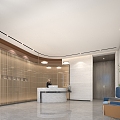 Modern office lobby service desk background wall 3d model