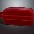 Red Leather Toiletry Bag With Strap And Stitched Details For Daily Use
