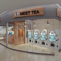 Meet Tea Milk Tea Shop With Open Storefront Wooden Counter And Modern Decor