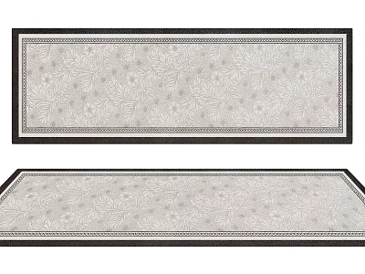 Square Area Rugs With Light Gray Intricate Pattern And Black Decorative Borders 3d model