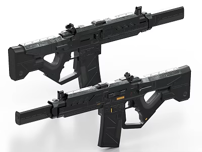 Modern Black Tactical Rifles With Futuristic Ergonomic Design And Dual Models 3d model